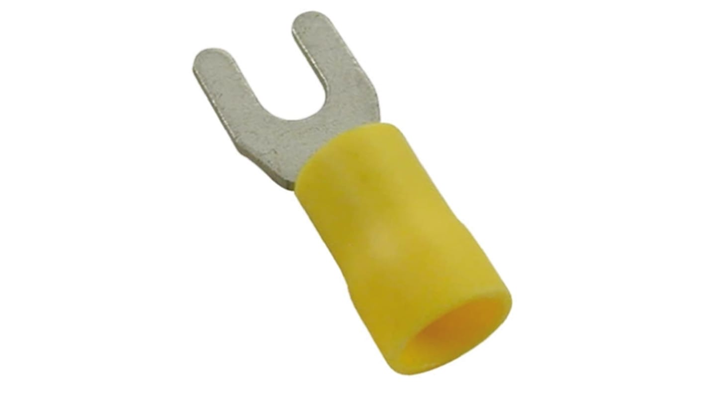 RS PRO Insulated Crimp Spade Connector, 0.2mm² to 0.5mm², 26AWG to 22AWG, M5 Stud Size Nylon, Yellow