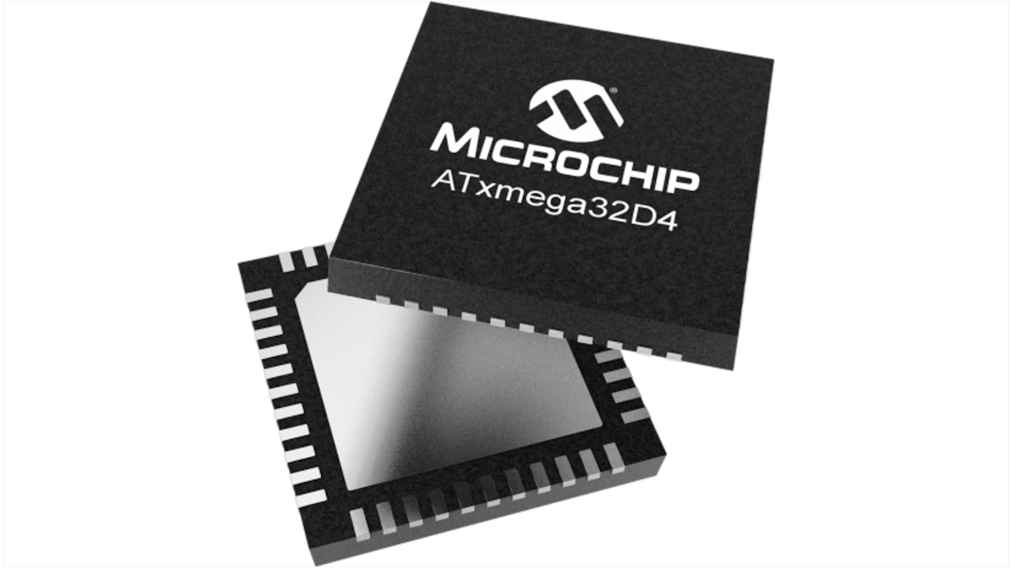 Microchip ATXMEGA32D4-MH AVR Microcontroller, ATxmega32D4, 32MHz, 32 kB Flash, 44-Pin QFN