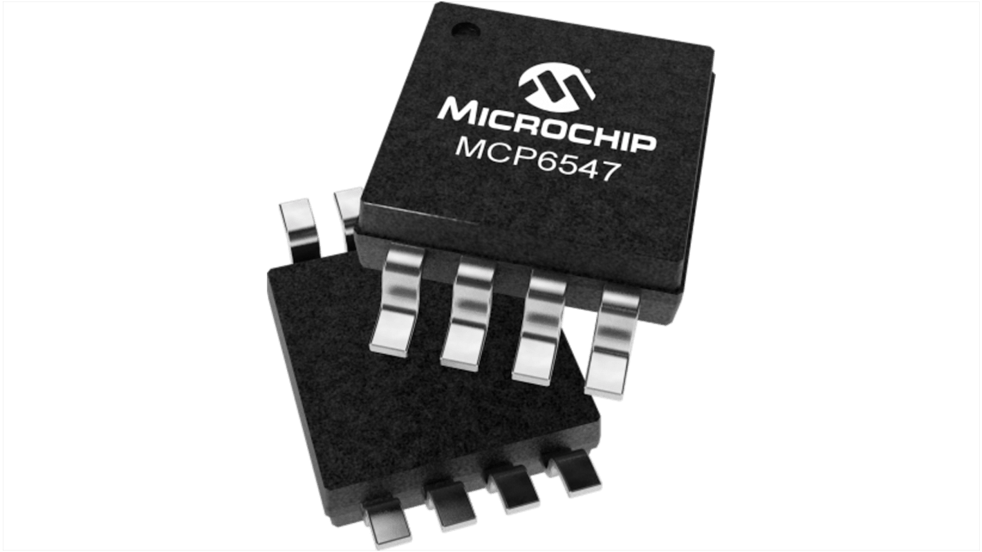 Comparador MCP6547T-I/MS CMOS, drenador abierto, 1,6 → 5,5 V. 8-Pines SOIC
