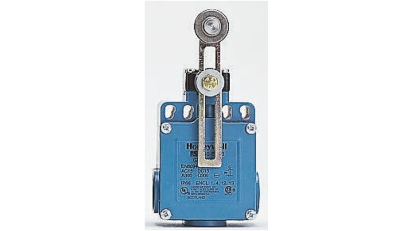 Honeywell GLE Series Adjustable Roller Lever Limit Switch, NO/NC, IP67, SPDT, Die Cast Zinc Housing, 50V ac Max, 100mA