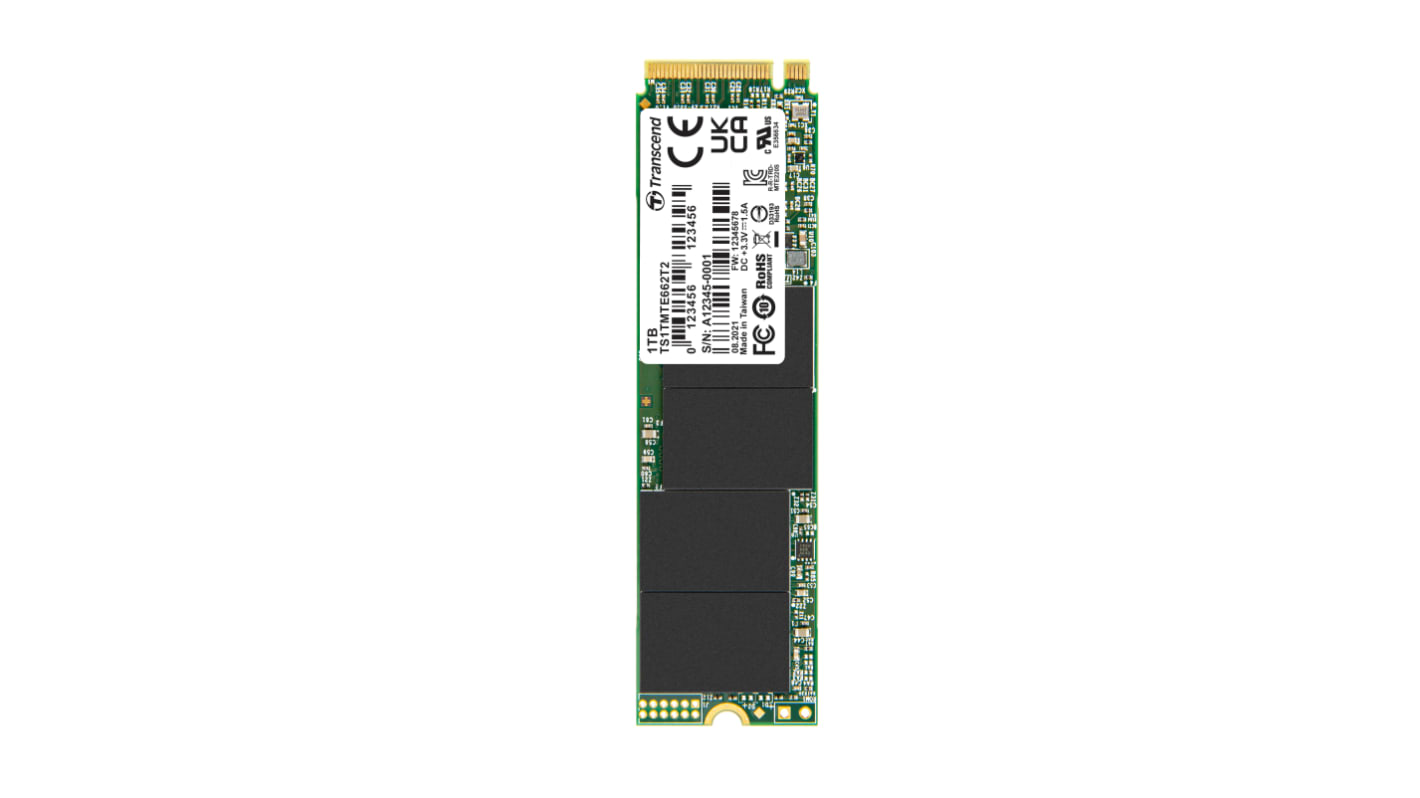 Disco duro SDD interno M.2 Transcend de 1,024 TB, NVMe PCIe Gen 3 x 4, TLC