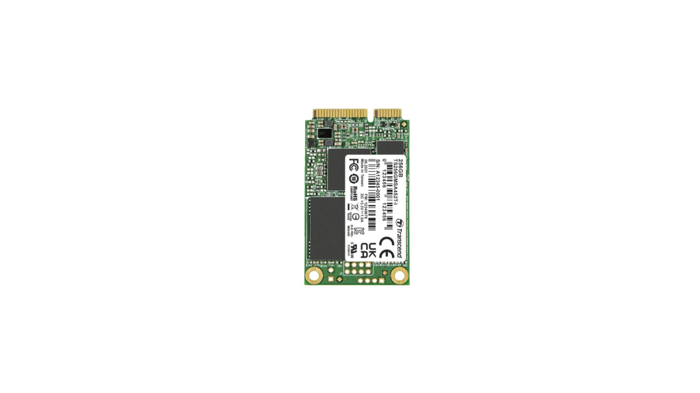 Disco duro SDD interno mSATA Transcend de 256 GB, SATA III, TLC, para aplicaciones industriales