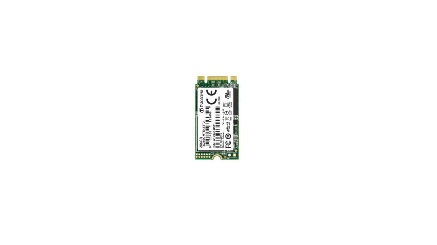 Transcend MTE452T2, M.2 Intern HDD-Festplatte PCIe NVMe Gen 3.0 x 2, TLC, 256 GB, Intern, SSD