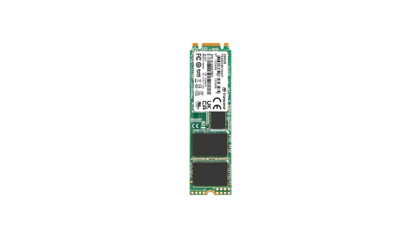 Disco duro SDD interno M.2 Transcend de 256 GB, SATA III, TLC, para aplicaciones industriales