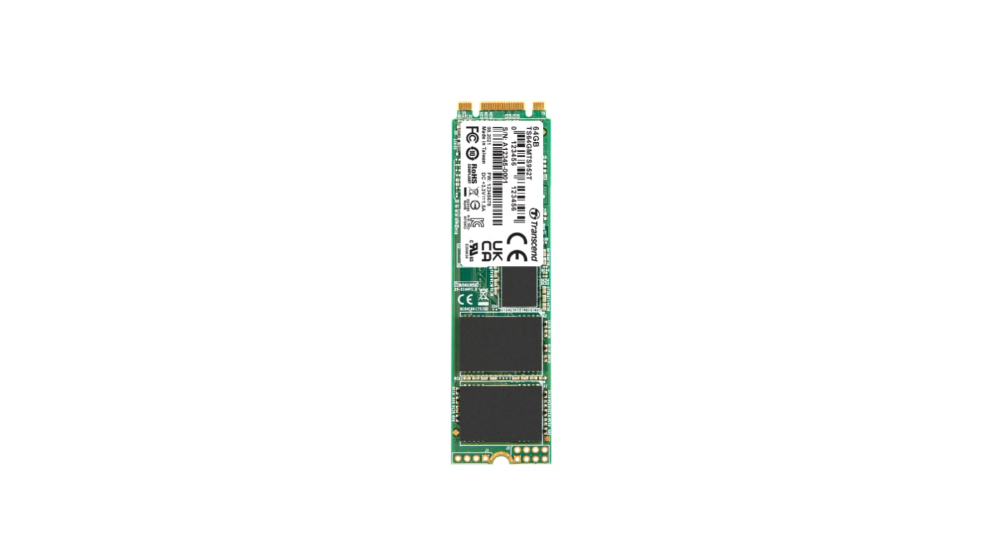 Disco duro SDD interno M.2 Transcend de 64 GB, SATA III, TLC, para aplicaciones industriales