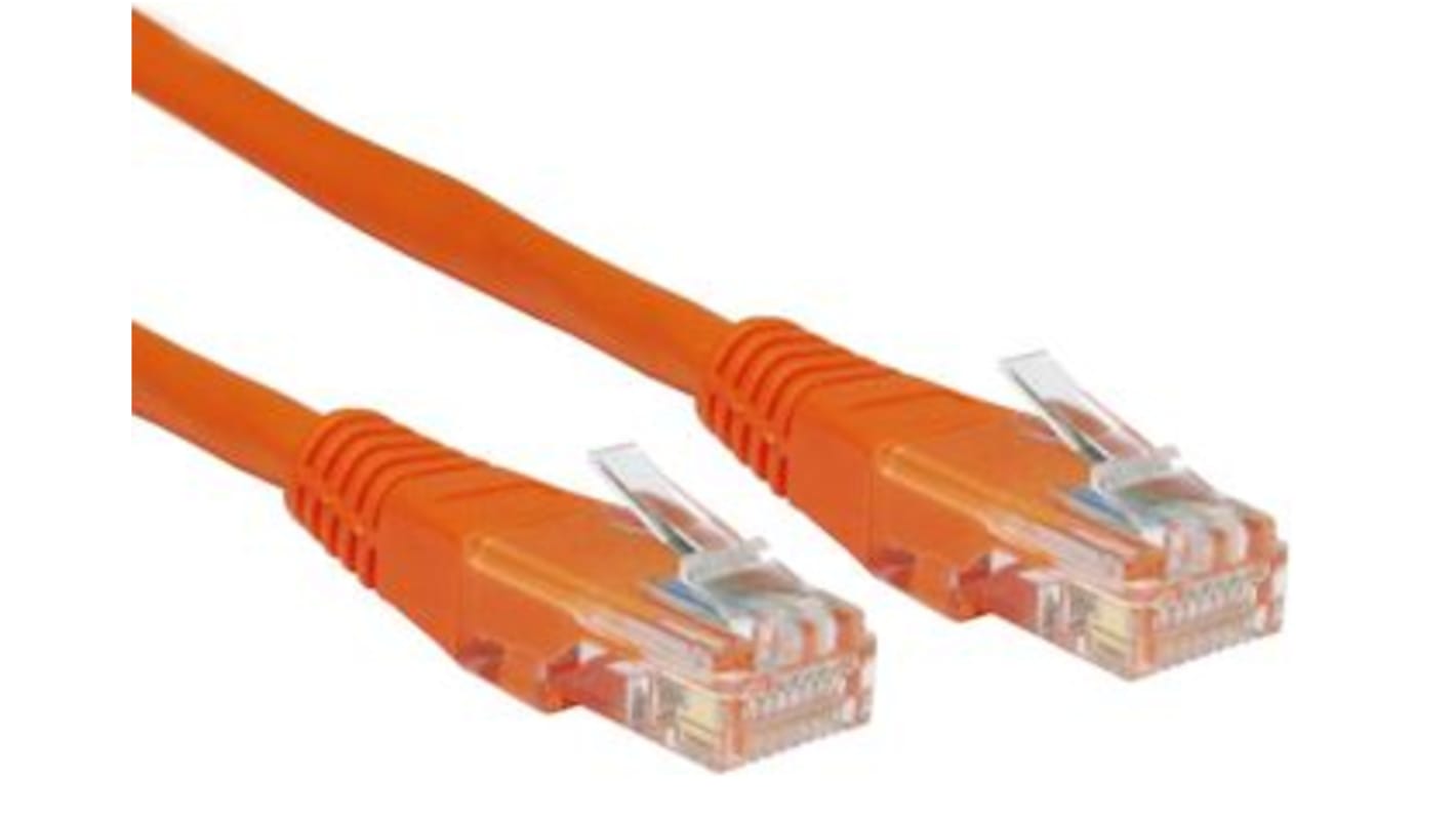 Cavo Ethernet Cat6 (U/UTP) RS PRO, guaina in PVC col. Arancione, L. 3m, Con terminazione