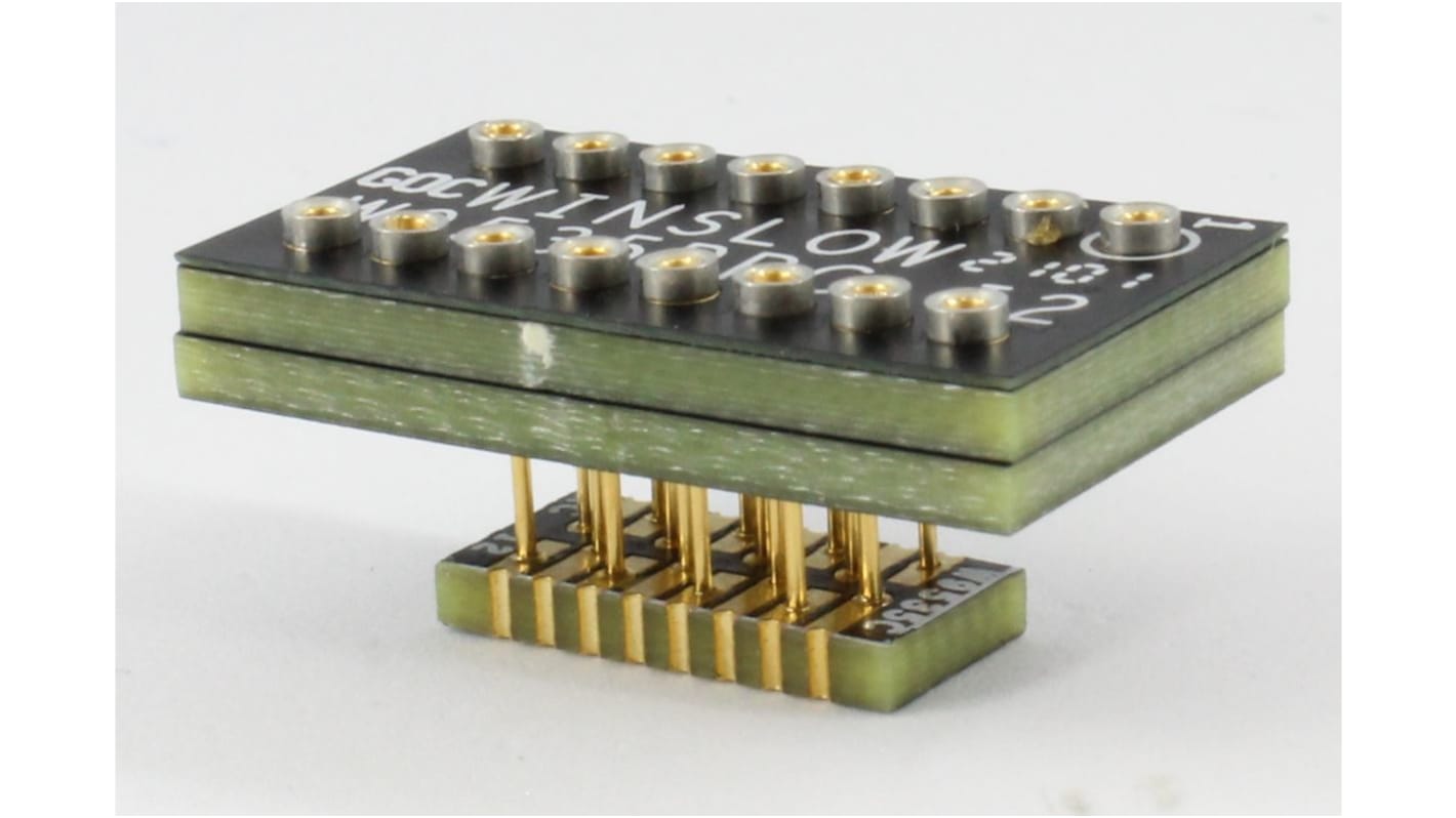 Winslow Straight SMT Mount 1.27 mm, 7.62 mm Pitch IC Socket Adapter, 20 Pin Female DIP to 20 Pin Male SOJ/SOP