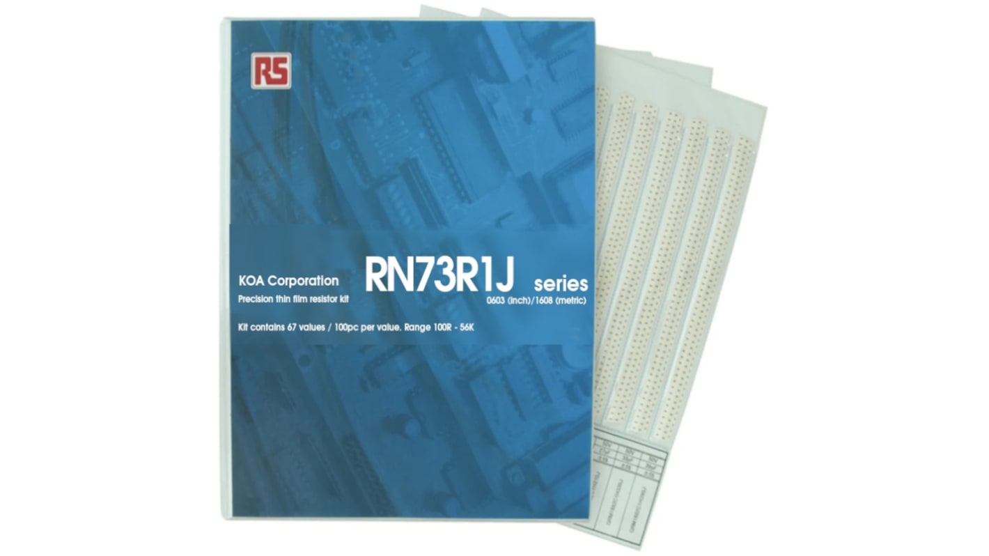 KOA, RN73R Thin Film, SMT 67 Resistor Kit, with 6700 pieces, 100 Ω → 56kΩ