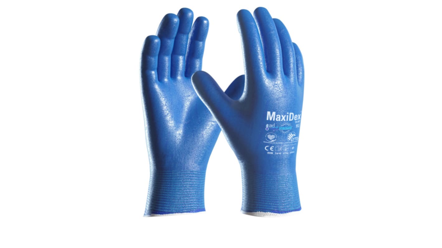 Gants de manutention ATG Maxidex taille 7, S, Protection antimicrobienne, 12Paires, Bleu