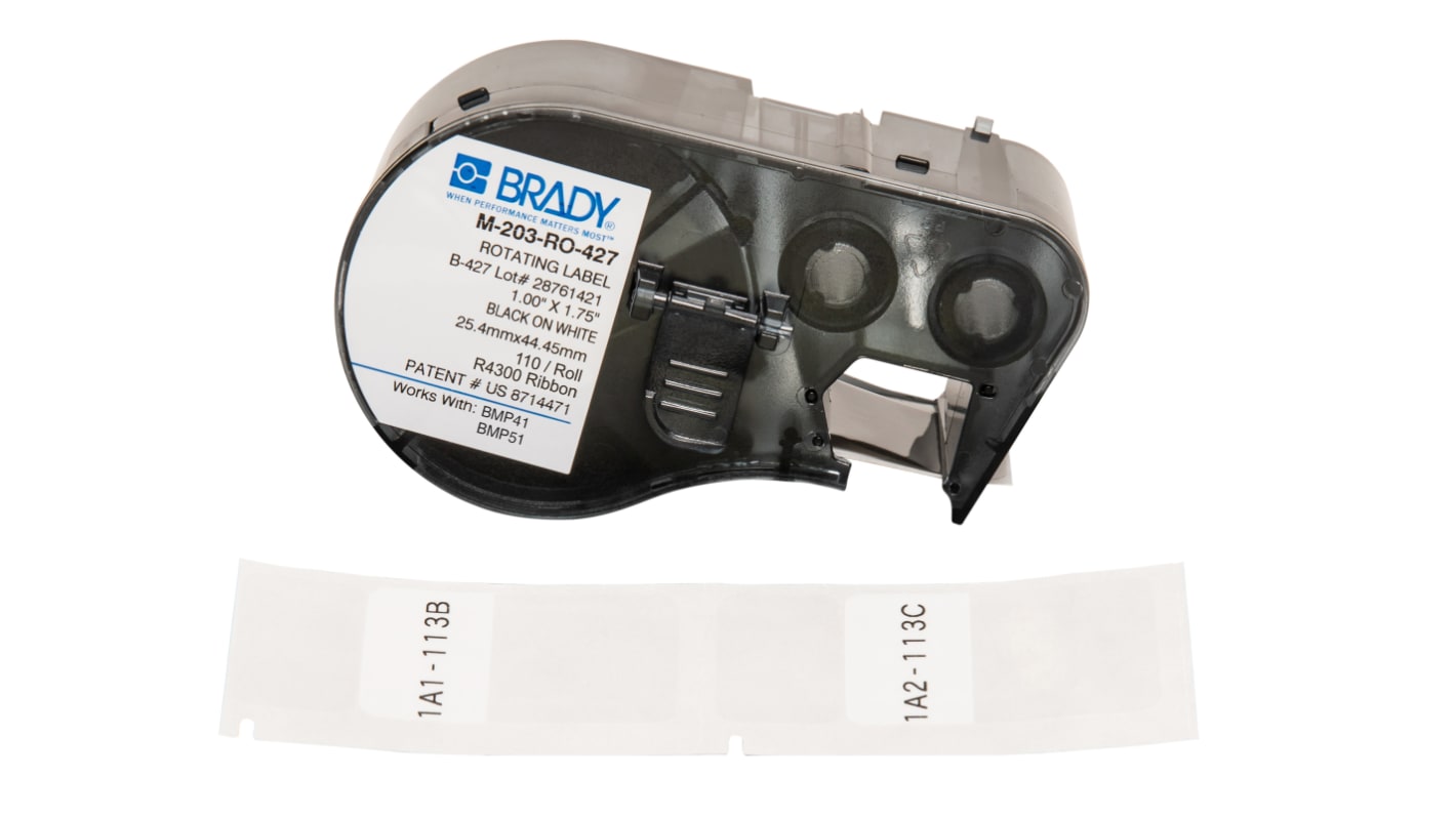 Brady B-427 Self-laminating Vinyl Black on Transparent/White Label, 25.4 mm Width