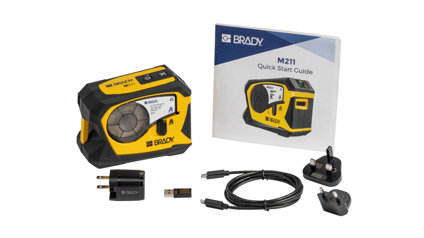 Brady M211 Handheld Label Printer Kit, 19.05mm Max Label Width, Euro Plug, UK Plug, US Plug