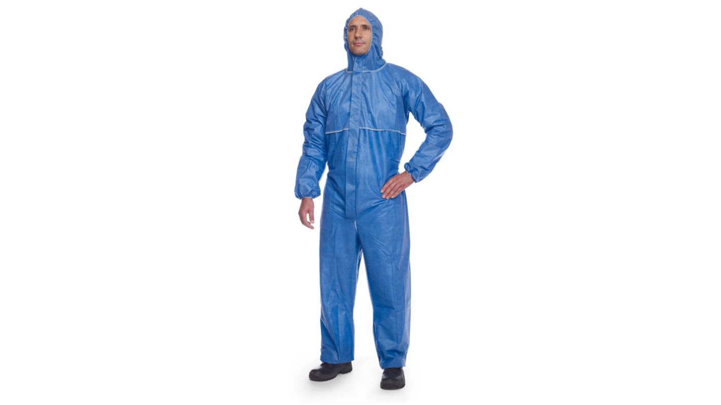 Mono desechable Unisex DuPont de color Azul, talla XXL, propiedades: Resistente a la abrasión, Resistencia al