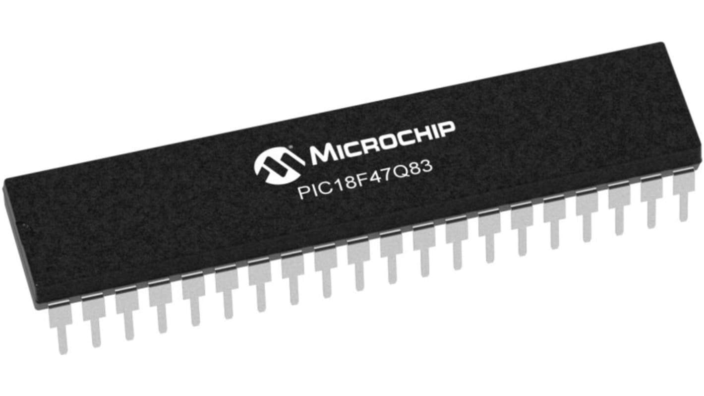 Microchip PIC18F47Q83-I/P, 8bit PIC Microcontroller MCU, PIC, 64MHz, 128 kB Flash, 40-Pin PDIP