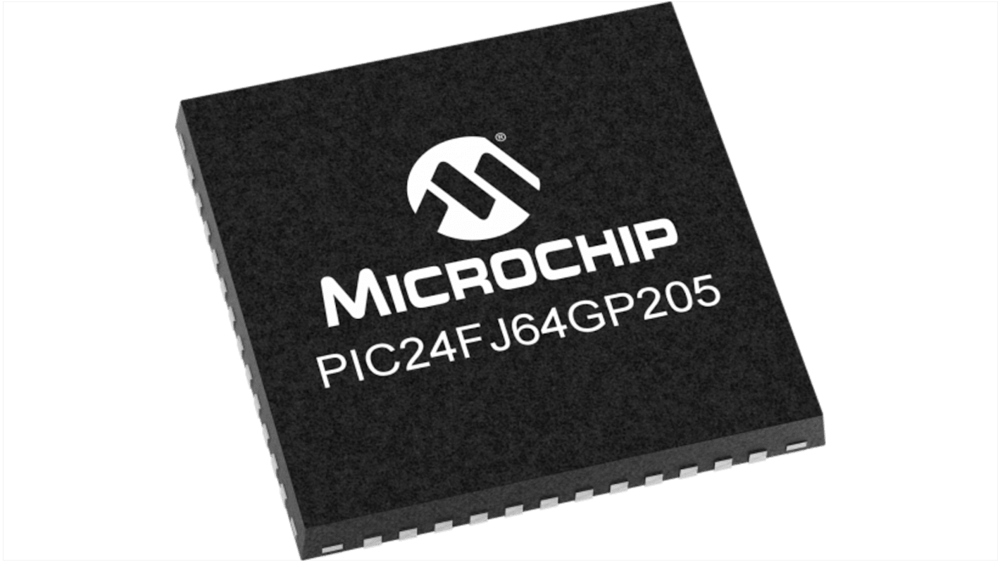 Microcontrolador MCU Microchip PIC24FJ64GP205-I/M4, núcleo PIC de 16bit, 32MHZ, UQFN de 48 pines