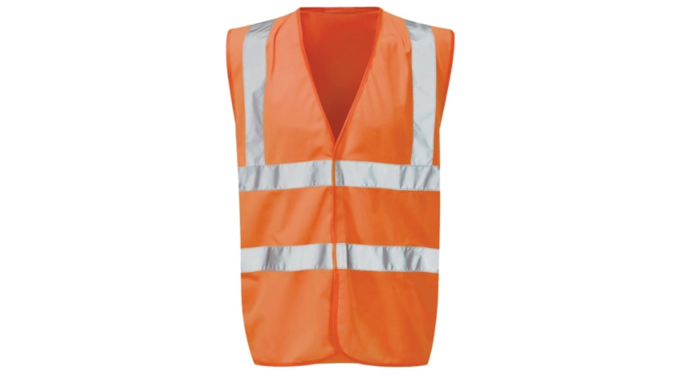 Chaleco de alta visibilidad Impermeable Unisex Orbit International de color Naranja, talla XL, cierre con Velcro