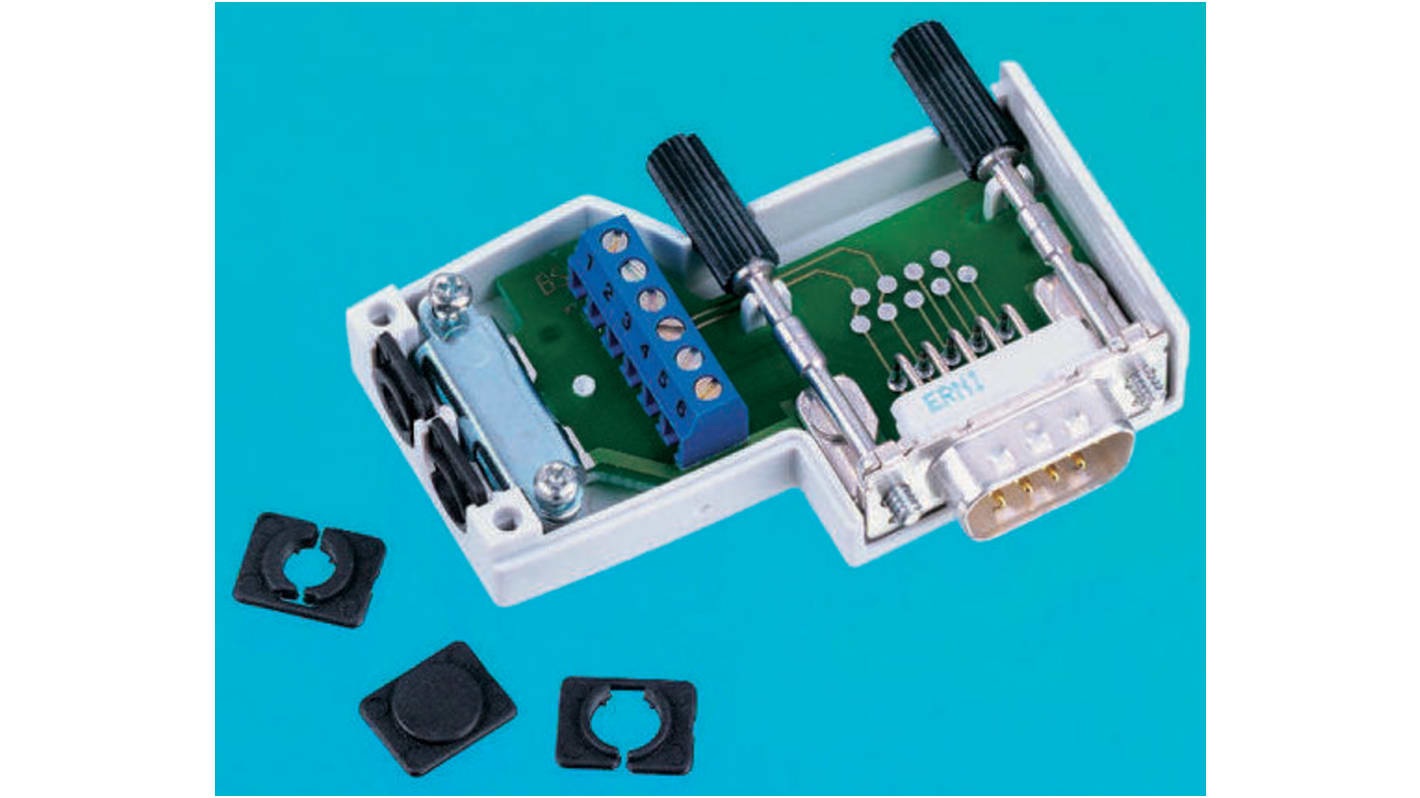 ERNI Right Angle, Male, 9 Way, Screw Terminal D-sub Connector