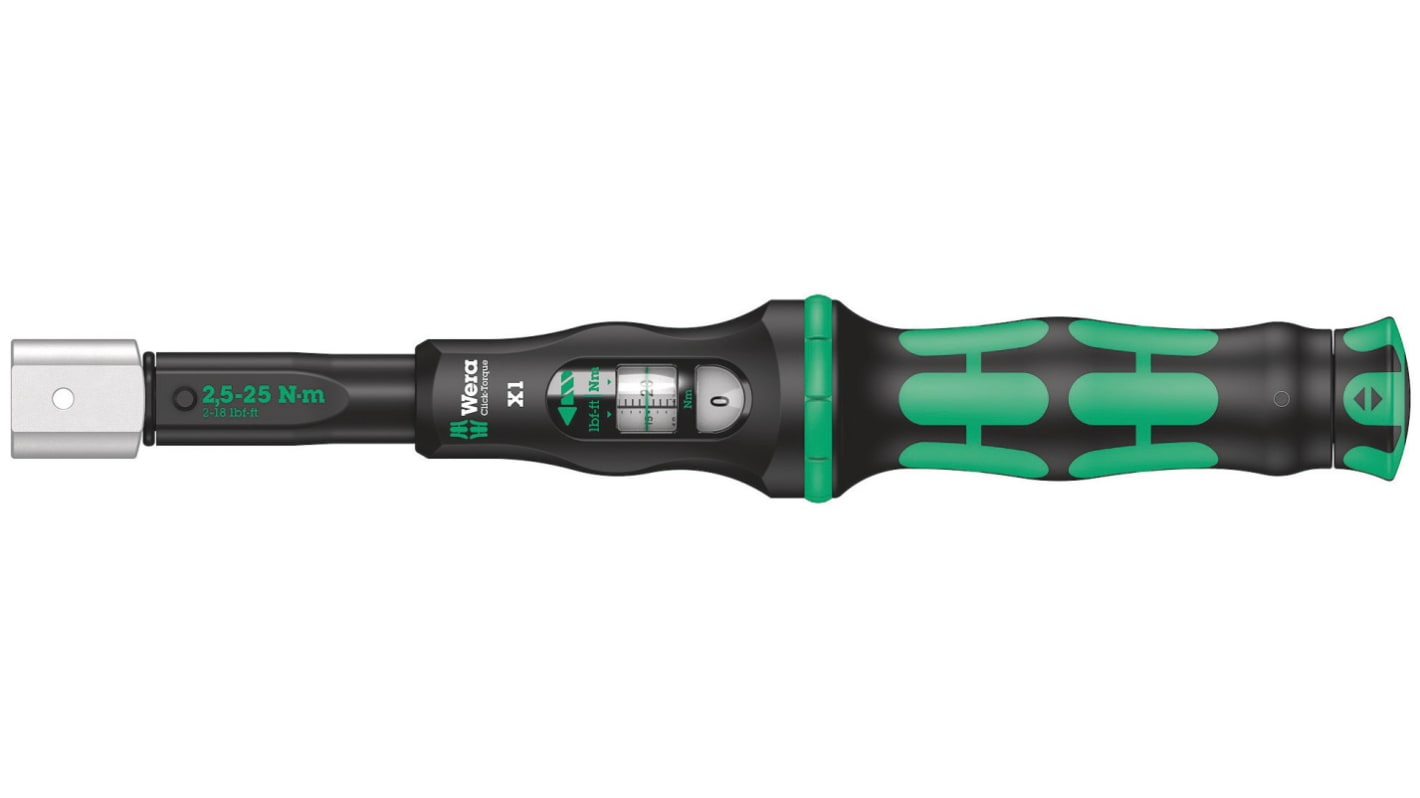 Wera X1 Click Torque Wrench, 2.5 → 25Nm, Square Drive, 9 x 12mm Insert - RS Calibrated