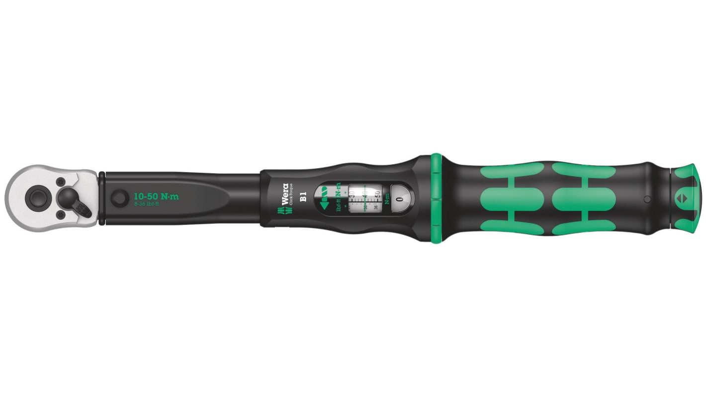 Wera B2 Click Torque Wrench, 20 → 100Nm, 3/8 in Drive, Square Drive - RS Calibrated