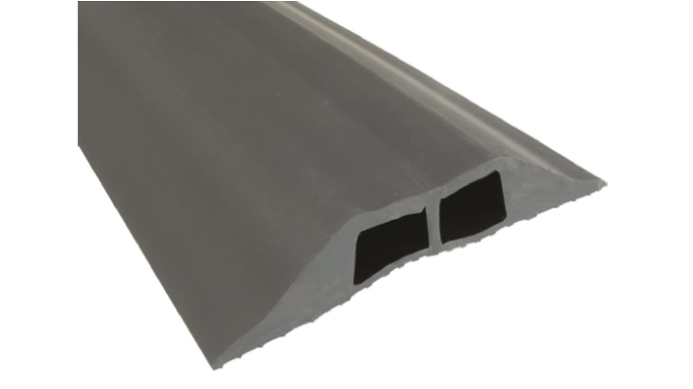 Vulcascot 3m Grey Cable Cover in Rubber, 16 x 10mm Inside dia.