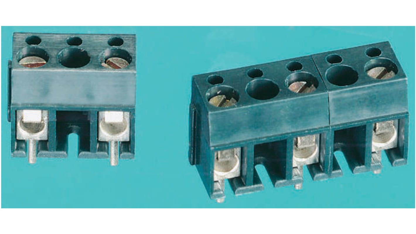 APEM AK100 Series PCB Terminal Block, 2-Contact, 10mm Pitch, Through Hole Mount, 1-Row, Screw Termination