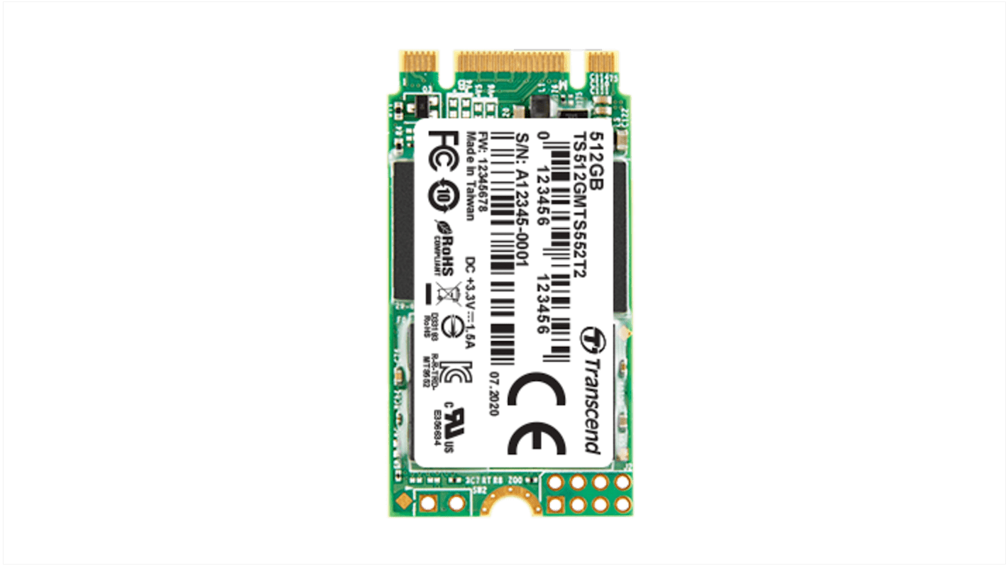 Disco duro SSD interno M.2 Transcend de 128 GB, SATA III, 3D, para aplicaciones industriales