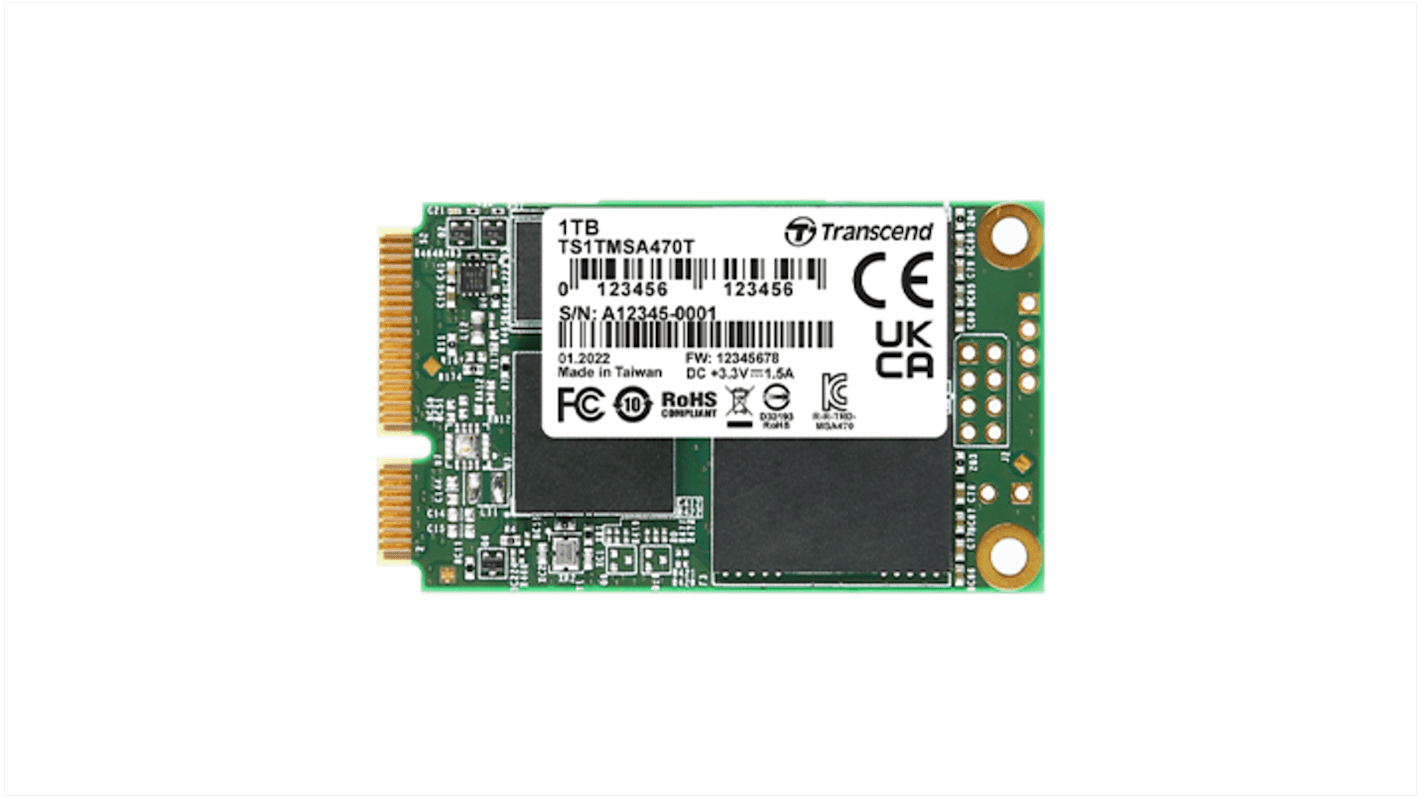 Disco duro SSD interno mSATA Transcend de 1 TB, SATA III, para aplicaciones industriales