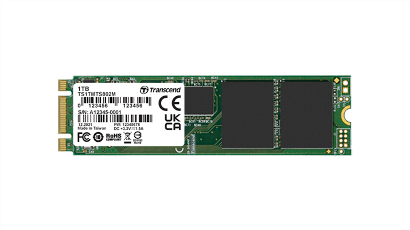 Transcend MTS802I, M.2 Intern SSD-Laufwerk SATA III Industrieausführung, MLC, 1 TB, SSD