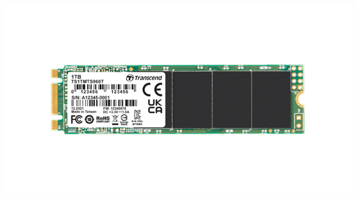 Disco duro SSD interno M.2 Transcend de 1 TB, SATA III, para aplicaciones industriales