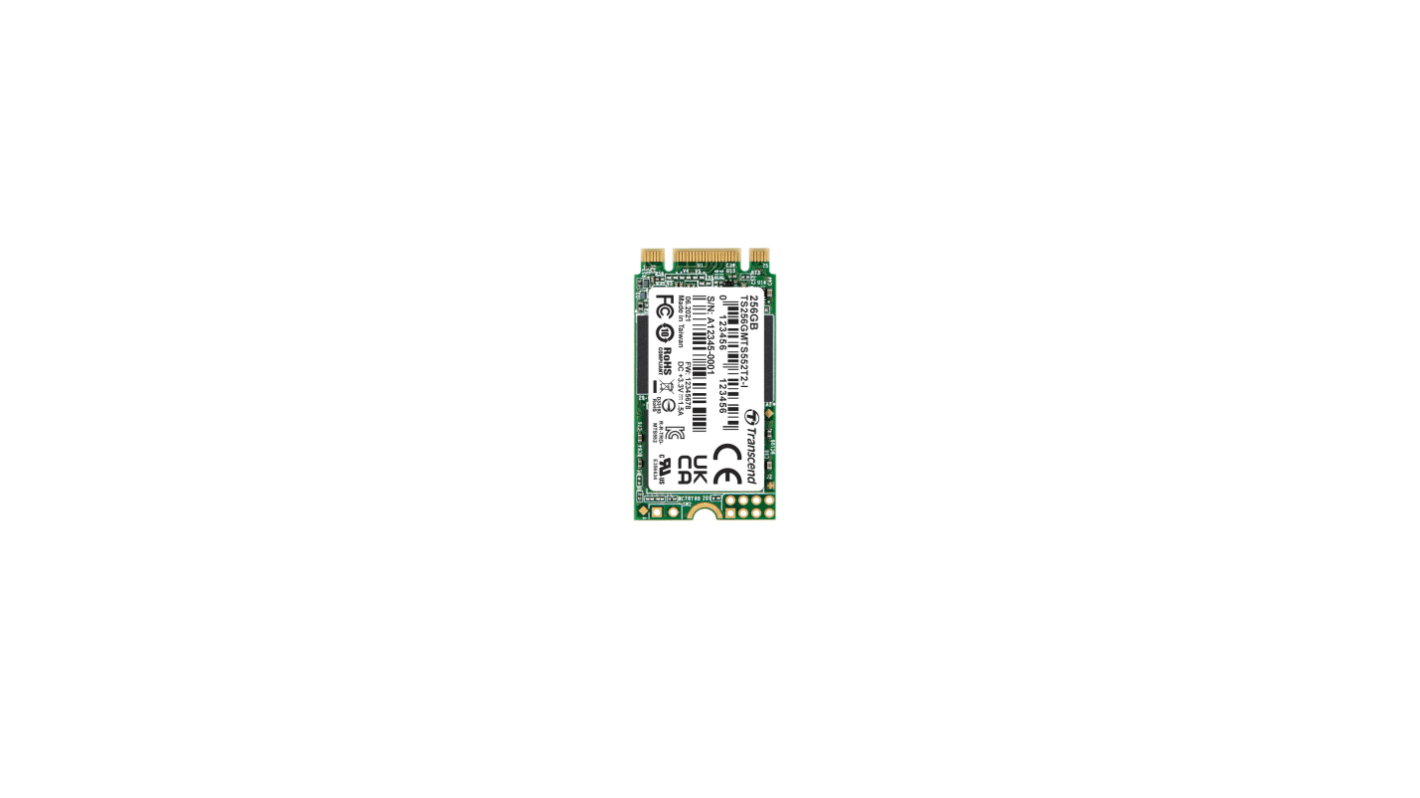 Transcend MTS552T2-I, M.2 Intern SSD-Laufwerk SATA III Industrieausführung, 3D, 256 GB, SSD