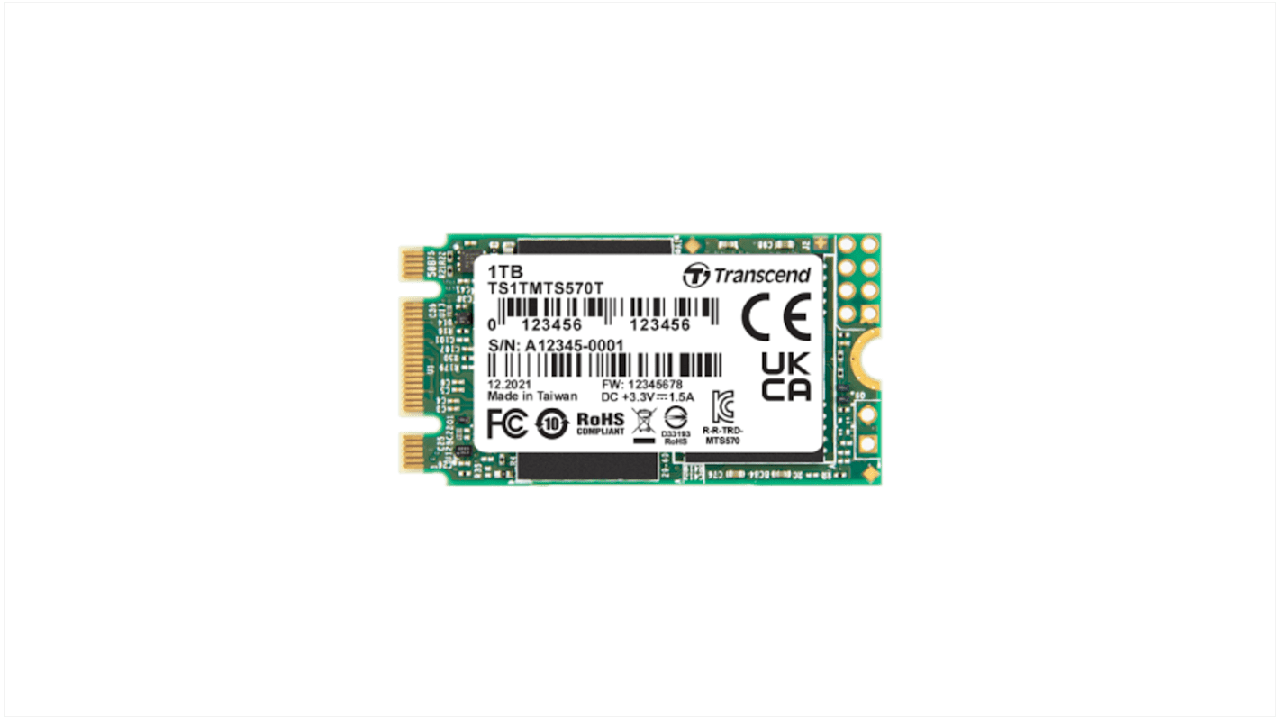 Transcend MTS570T, M.2 Intern SSD-Laufwerk SATA III Industrieausführung, 256 GB, SSD