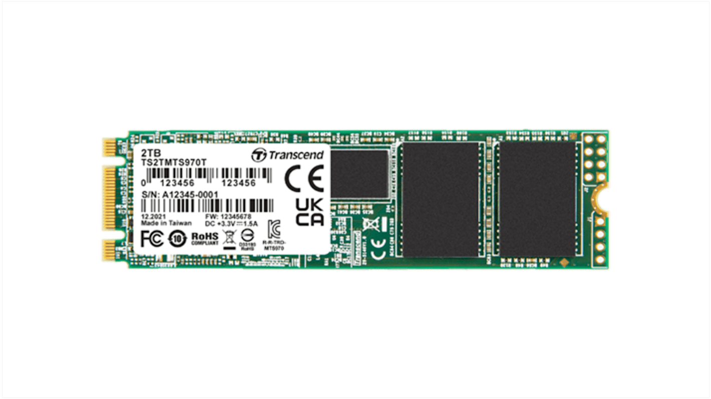Disco duro SSD interno M.2 Transcend de 2 TB, SATA III, para aplicaciones industriales