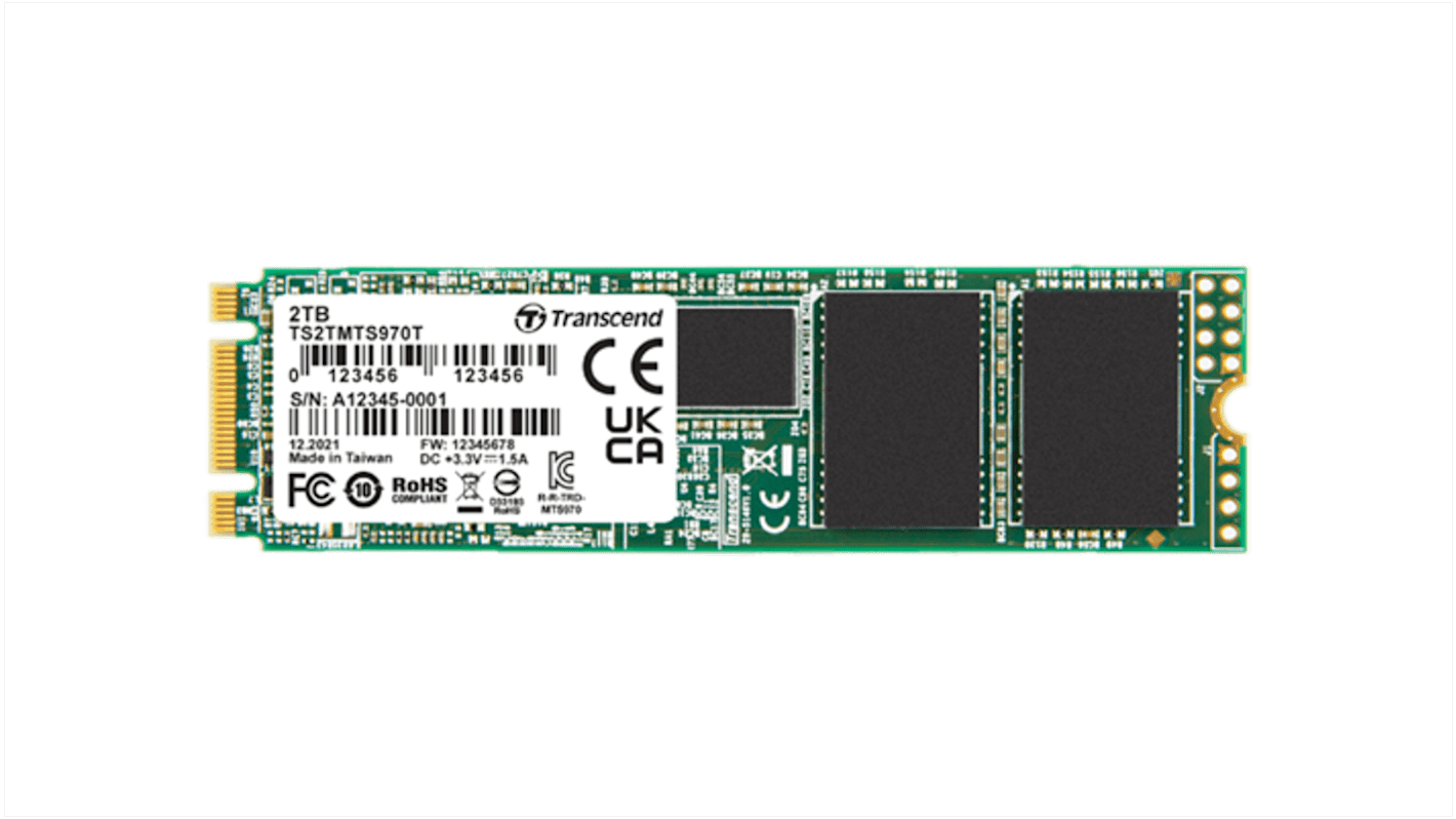 Transcend MTS970T, M.2 Intern SSD-Laufwerk SATA III Industrieausführung, 2 TB, SSD