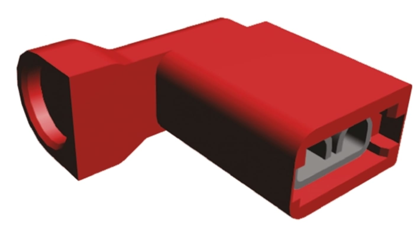 TE Connectivity Ultra-Fast .187 Red Insulated Female Spade Connector, Flag Terminal, 4.75 x 0.51mm Tab Size, 0.3mm² to