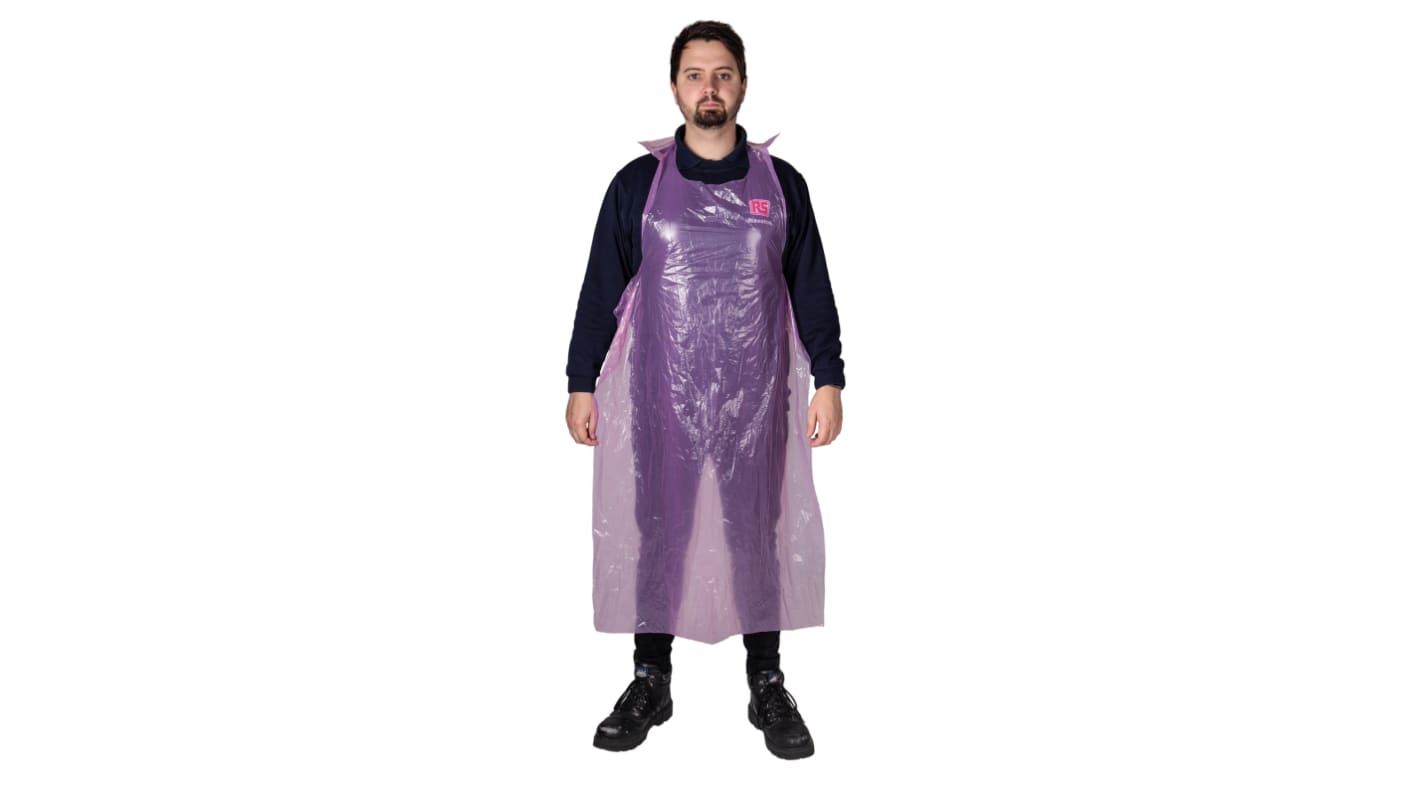 RS PRO Einweg-Schürze, 69cm Hüftumfang, 1.34m L., LDPE, Lebensmittelsicher, Rosa Unisex, 200 Stk.