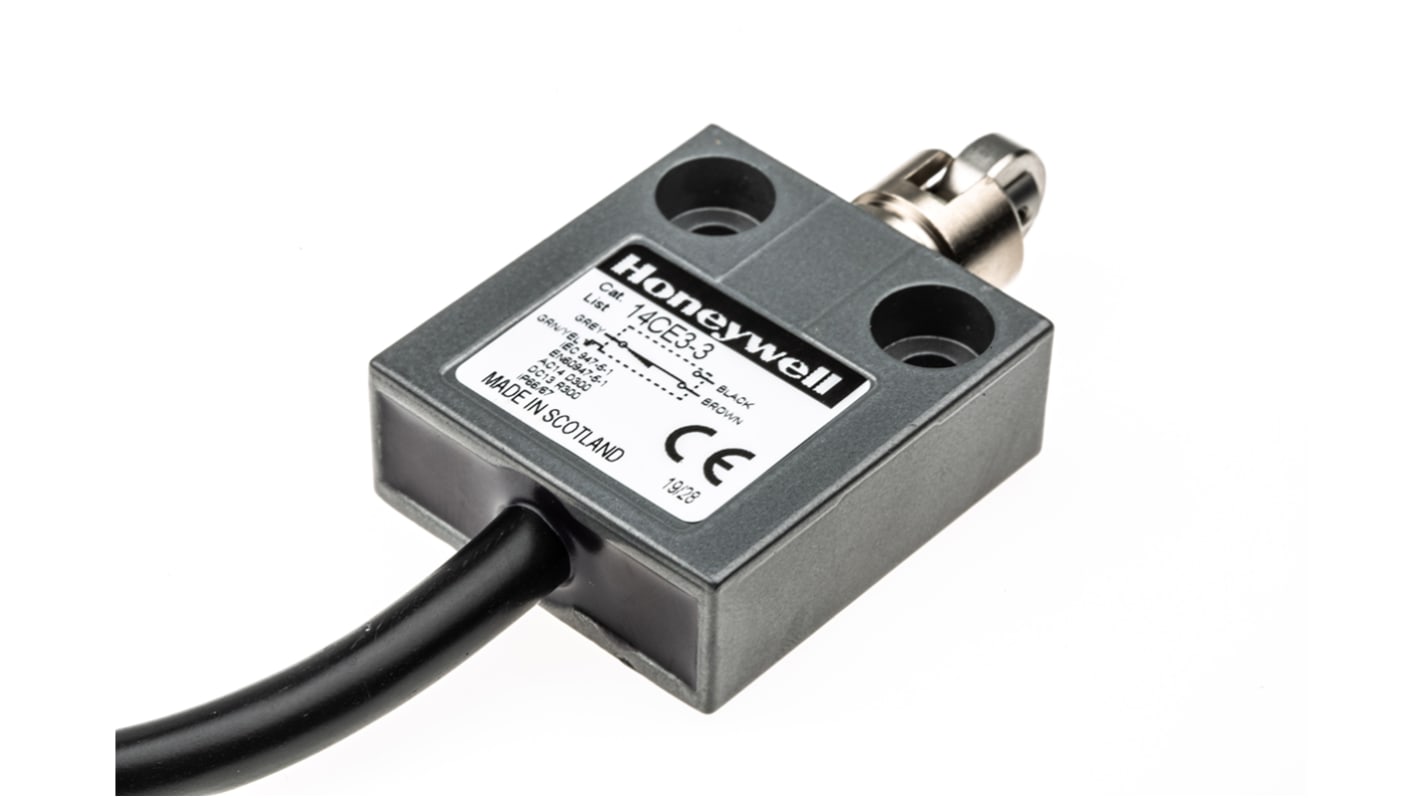 Honeywell 14CE Series Plunger Limit Switch, NO/NC, IP65, IP66, IP67, IP68, SPDT, Die Cast Zinc Housing, 250V ac Max, 5A