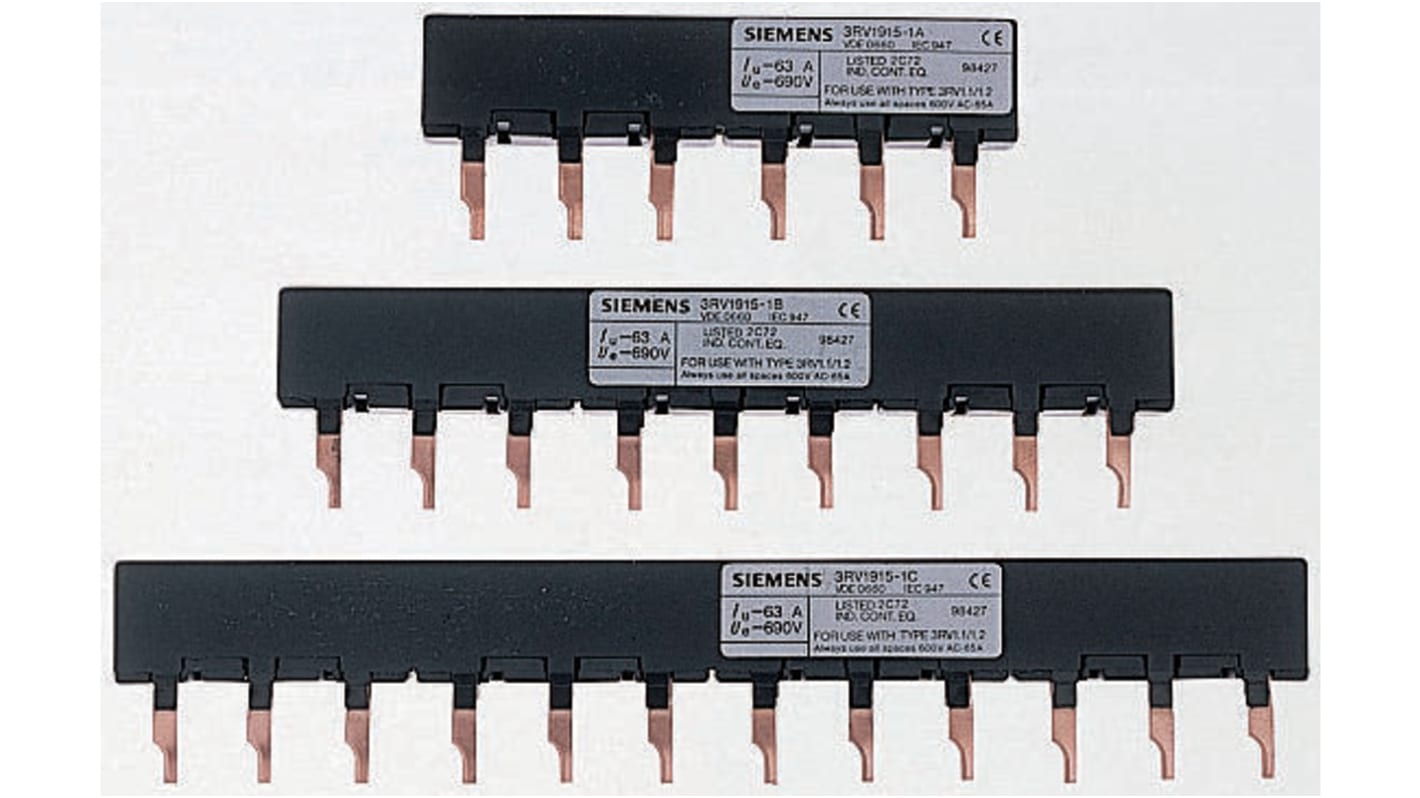 Siemens 3RV1 Sammelschiene, 3 -phasig, 690V 63A, 63mm Raster, SIRIUS Reihe