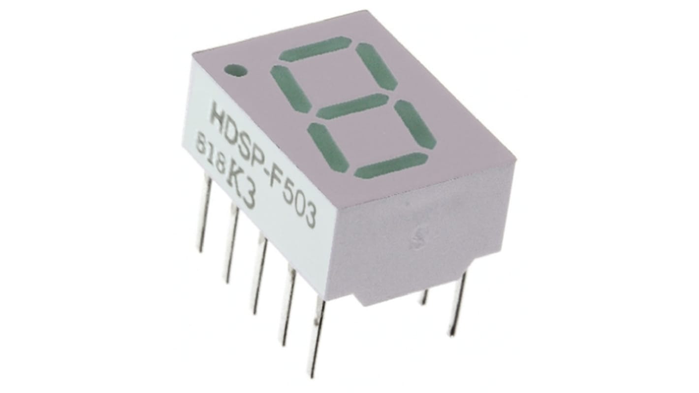 Broadcom LED-Anzeige 7-Segment, Grün 571 nm Zeichenbreite 5.6mm Zeichenhöhe 10.2mm THT