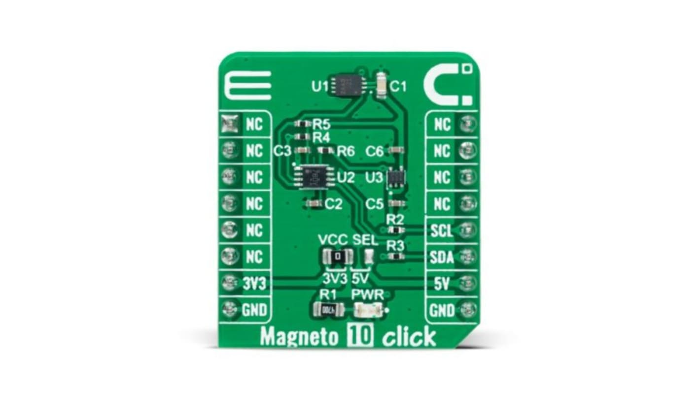 Placa complementaria Sensor magnetómetro MikroElektronika Magneto 10 Click - MIKROE-4866, para usar con MikroBUS