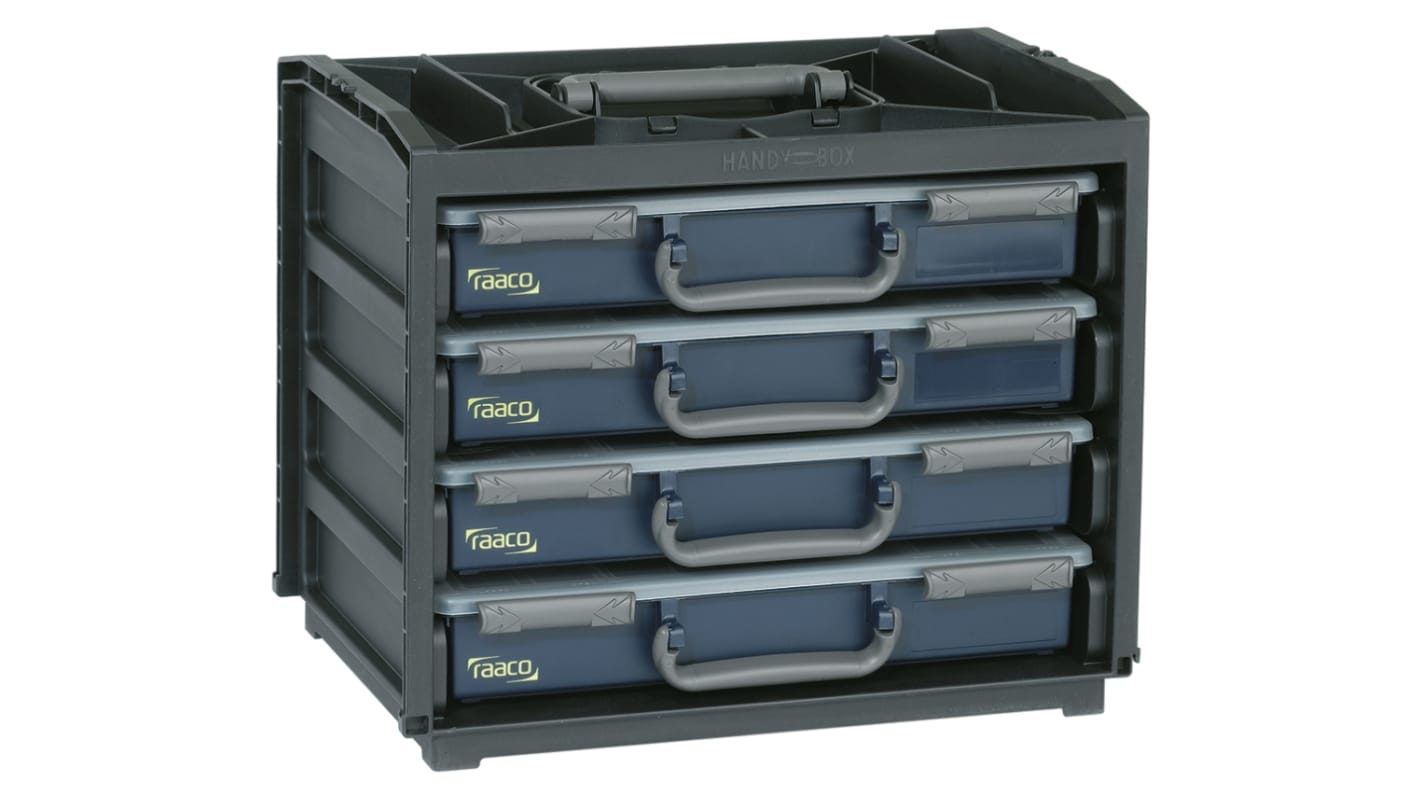 136242 | Raaco 64 Cell Black, Grey PC, PP, Adjustable Compartment Box ...
