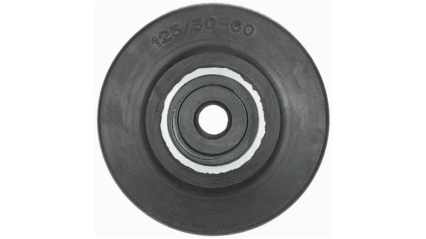 Kółko do wózka, Lite, Guma, Czarny, Srebrny, obc.: 220kg, śred.: 125mm, szer.: 50mm