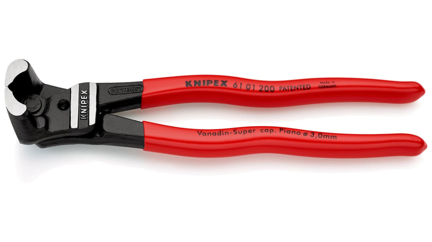 Knipex Vágók 200 mm Króm vanádium elektromos acél Nagy áttételű elülső vágók, 6mm vágóképesség 61 01