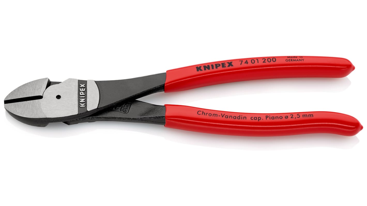 Frese frontali a leva elevata Knipex in Acciaio al cromo-vanadio, L. 200 mm, capacità di taglio max 4.2mm