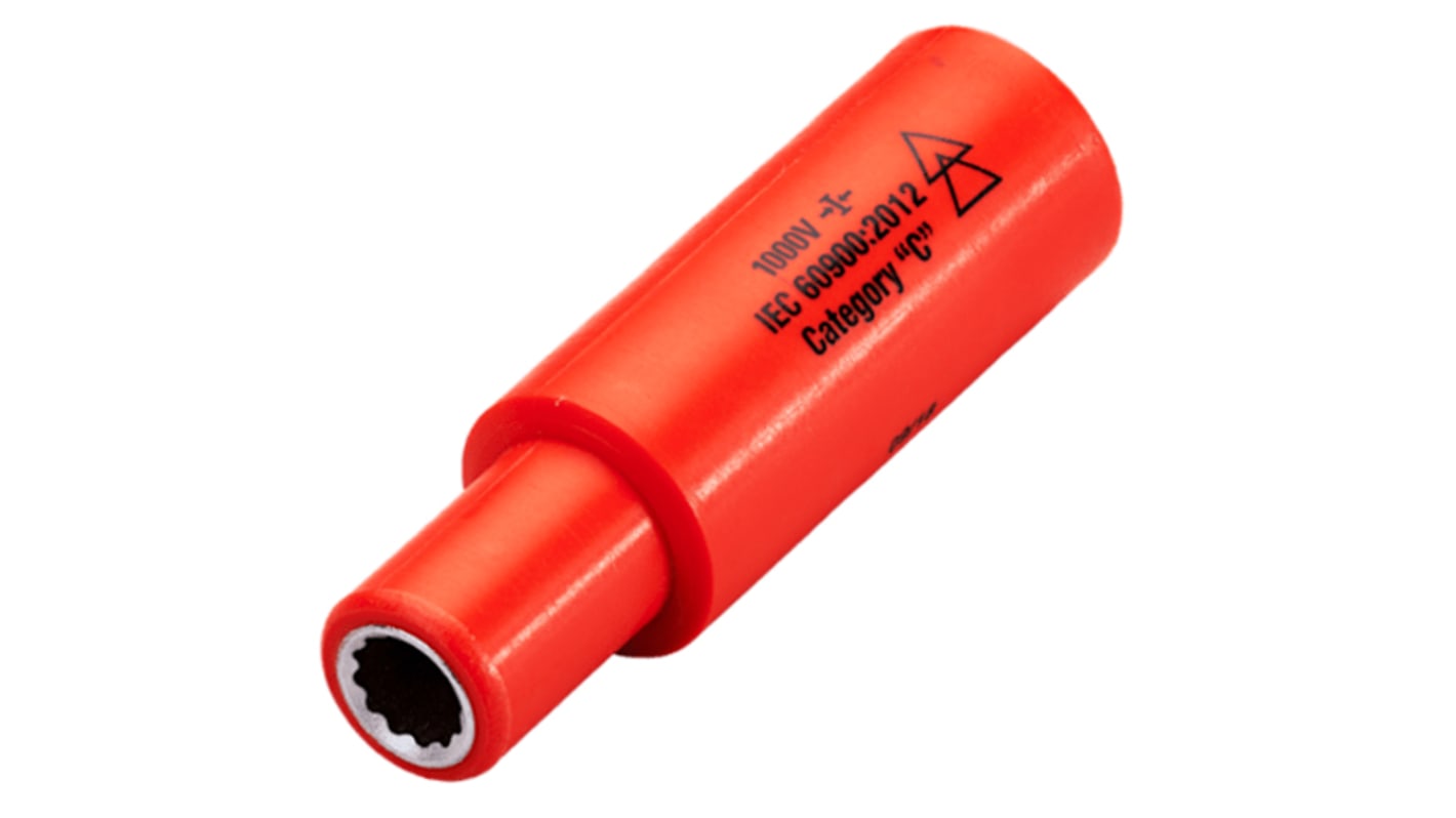 ITL Insulated Tools Ltd 1/4 in Drive 4mm Insulated Deep Socket, 12 point, VDE/1000V, 65 mm Overall Length