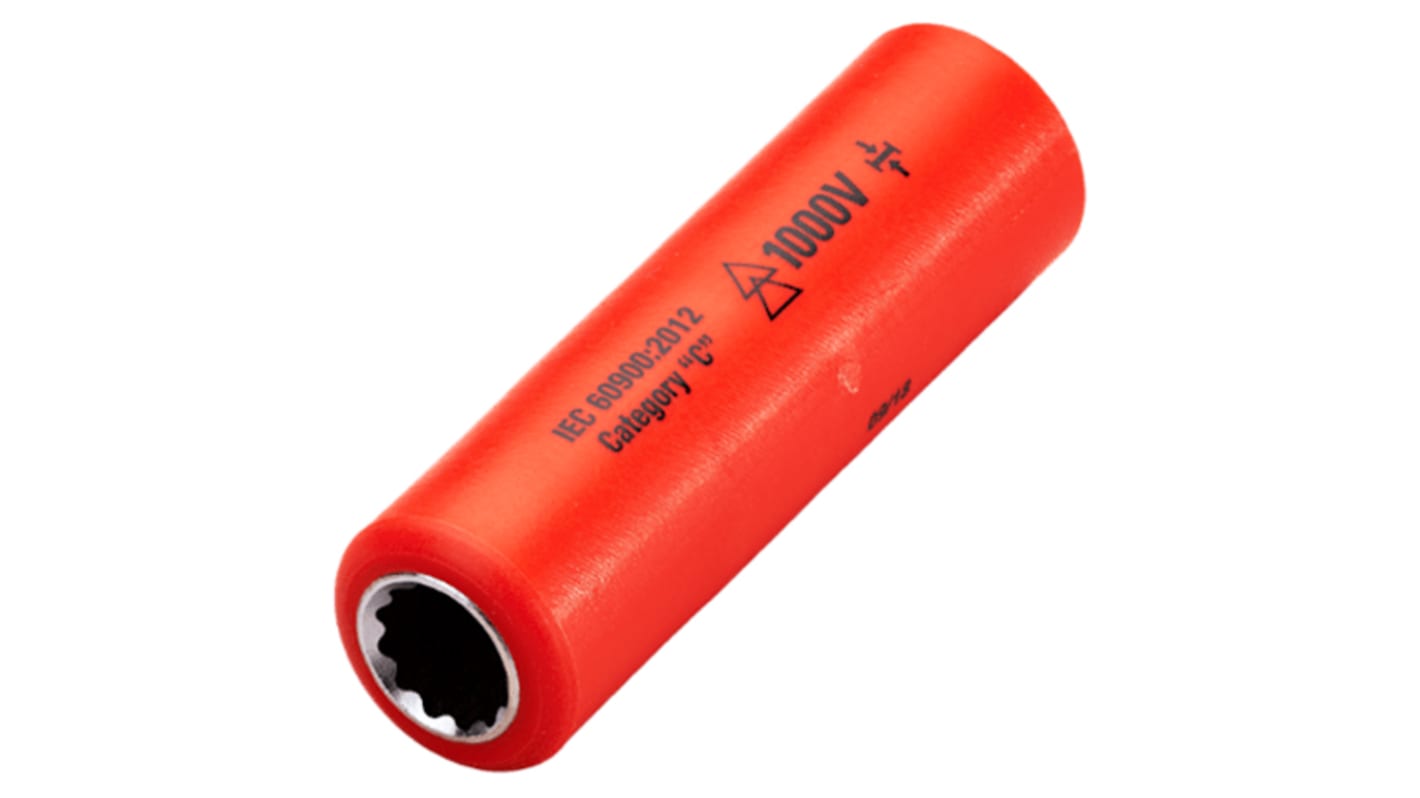 ITL Insulated Tools Ltd 1/4 in Drive 8mm Insulated Deep Socket, 12 point, VDE/1000V, 65 mm Overall Length