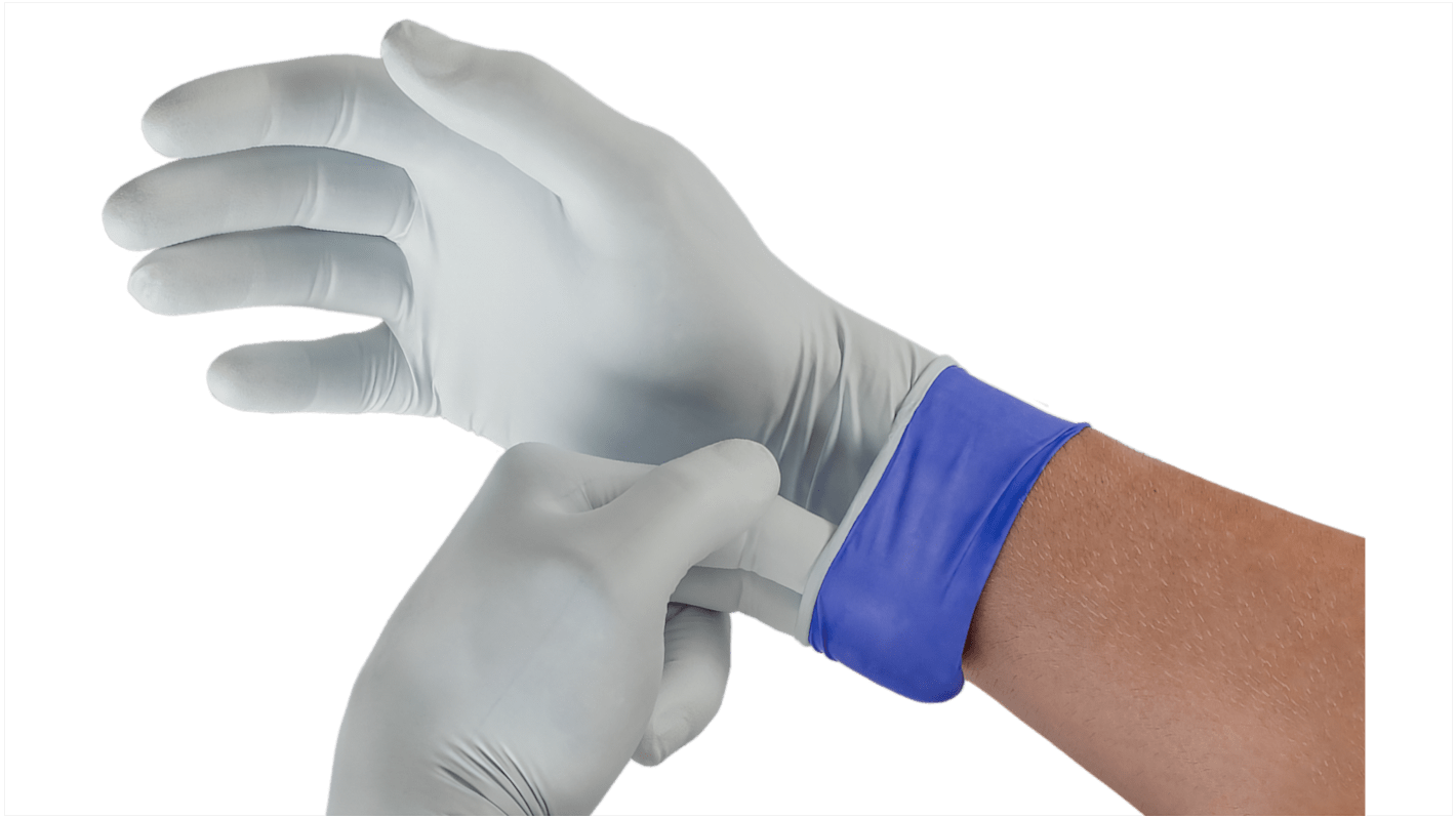 Guantes desechables Ansell sin polvo de Nitrilo Azul, blanco, talla S, caja de 100 unidades