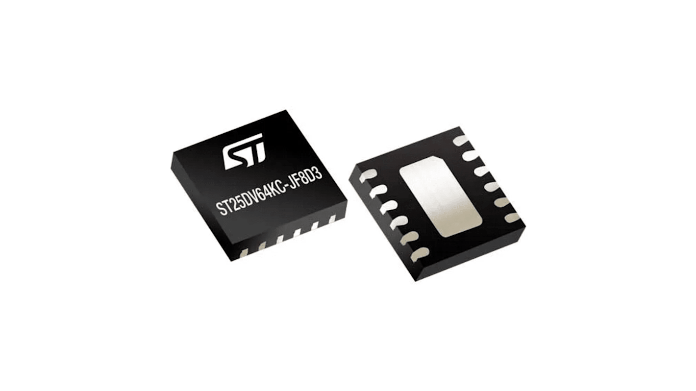 STMicroelectronics ST25DV64KC-JF8D3 RFID and NFC Transceiver, 12-Pin UFDFPN