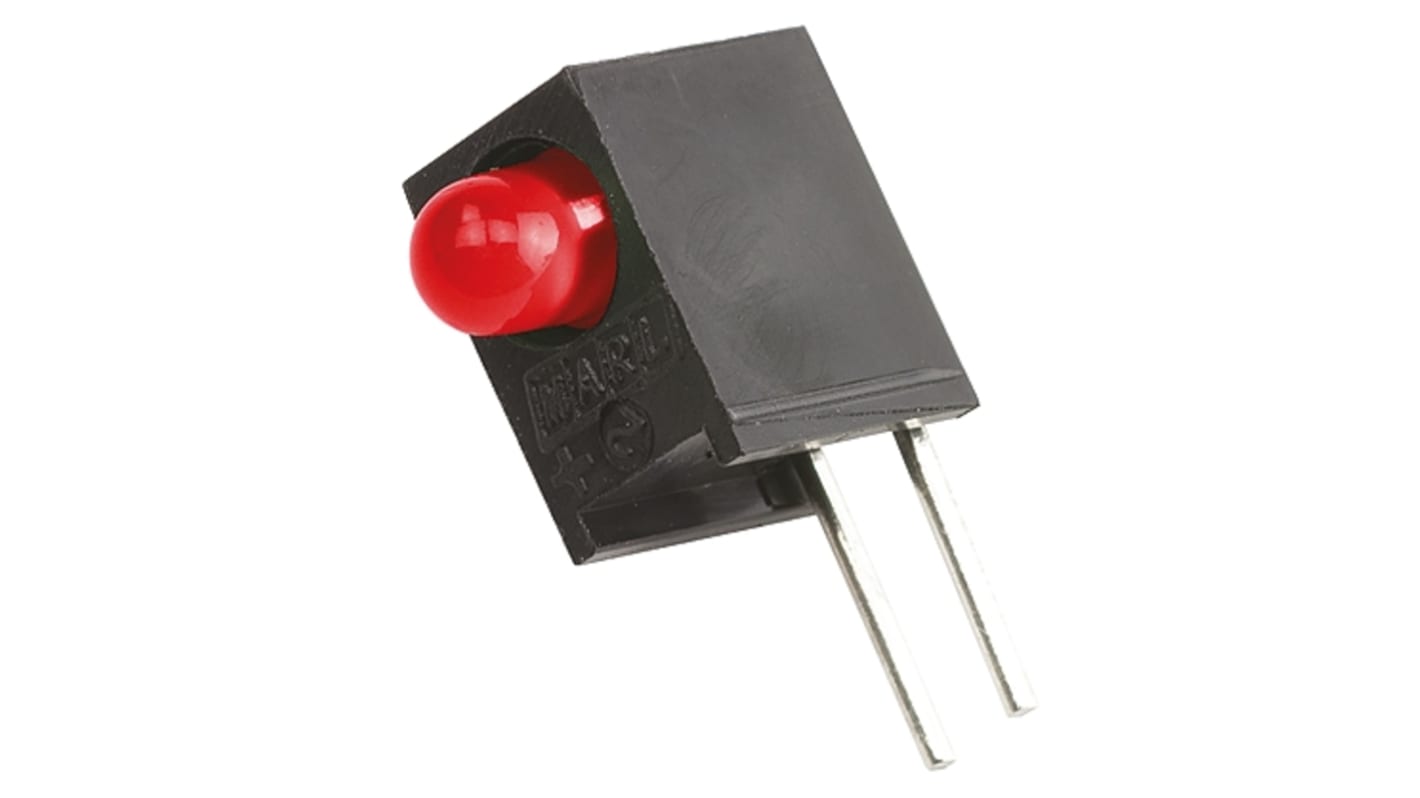 Indicador LED para PCB a 90º Marl Rojo, λ 627 nm, 1 LED, 2 V, dim. 8.9 x 4.5 x 7.3mm, mont. pasante