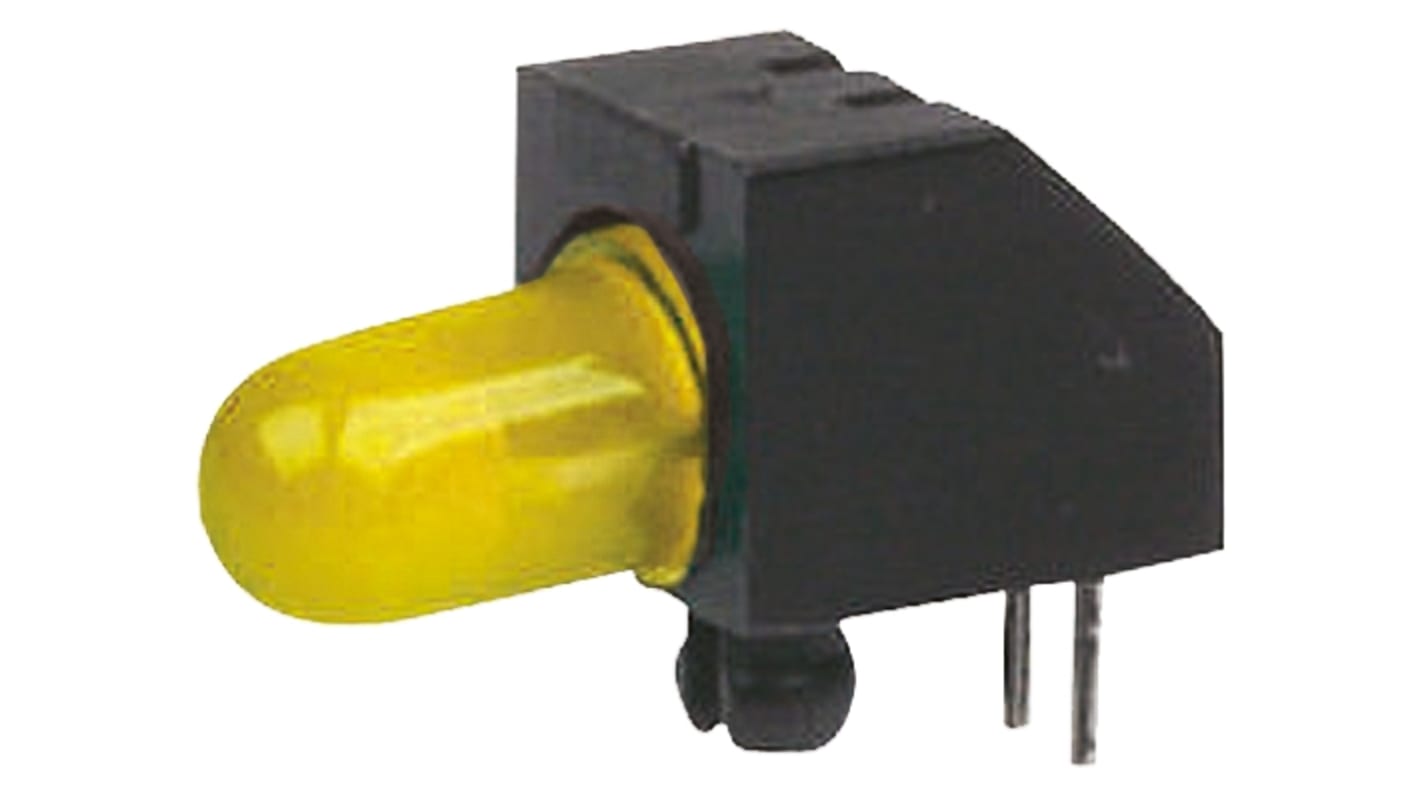 Indicador LED para PCB a 90º Marl Amarillo, λ 590 nm, 1 LED, 2,1 V, dim. 16.2 x 8 x 8mm, mont. pasante