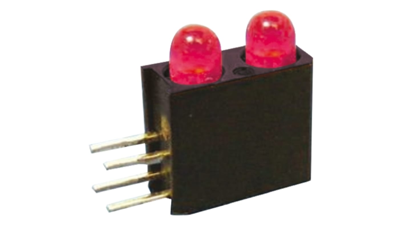 Marl 122-305-04, Red Right Angle PCB LED Indicator, 2 LEDs, Through Hole 2 V