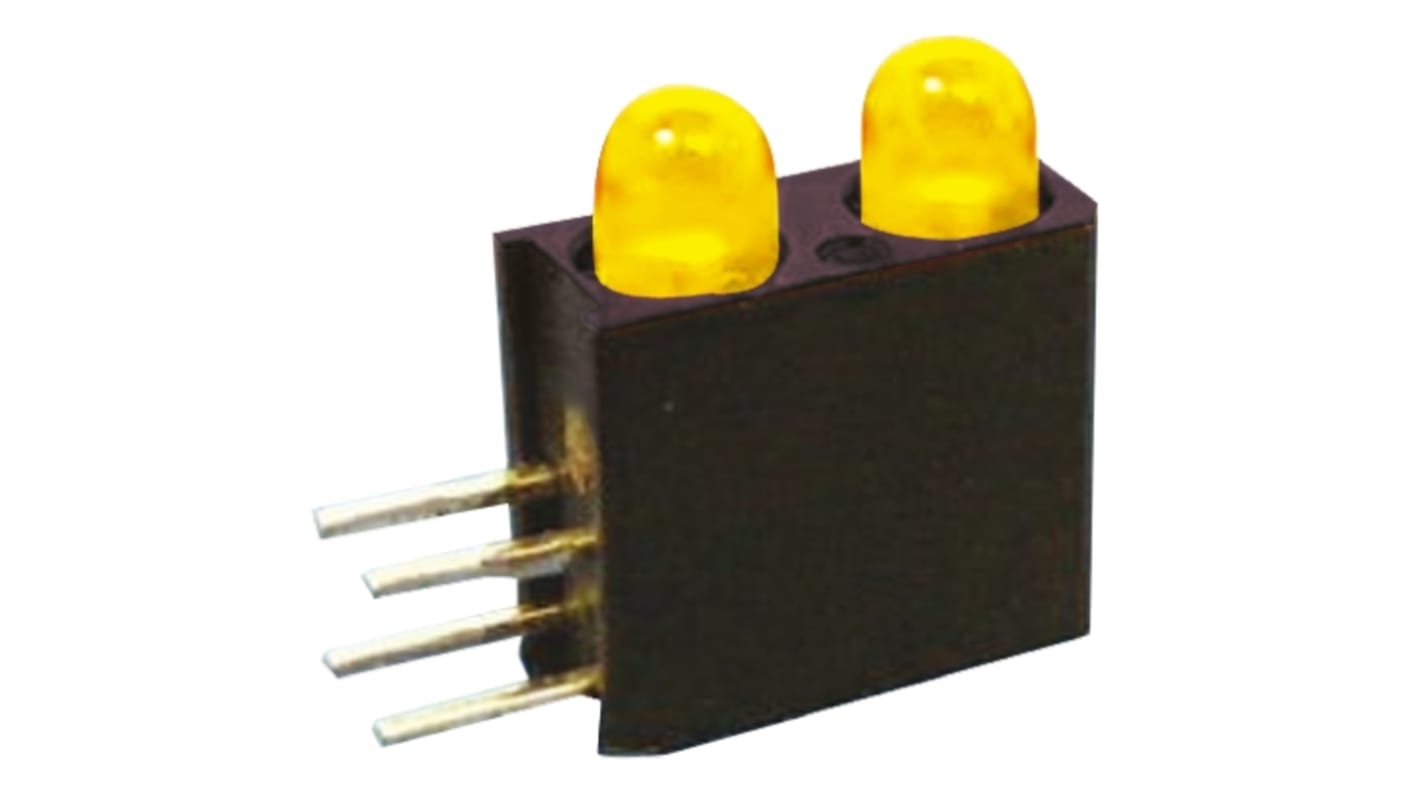 Marl 122-311-04, Yellow Right Angle PCB LED Indicator, 2 LEDs, Through ...